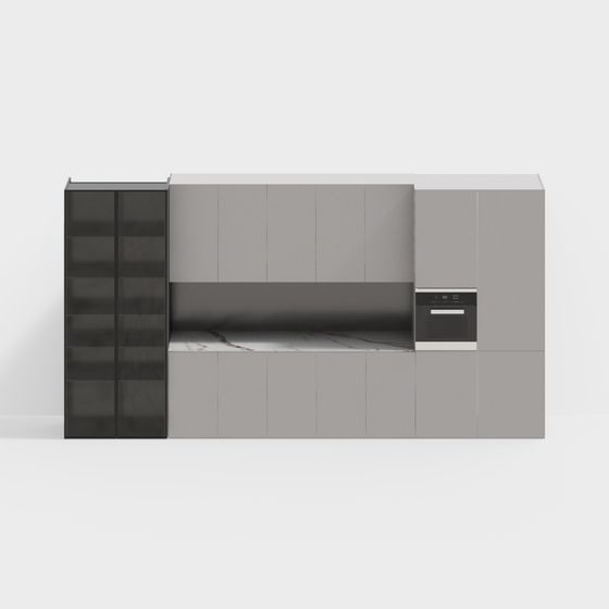 Modern Minimalist Kitchen Cabinet Doors 3D model