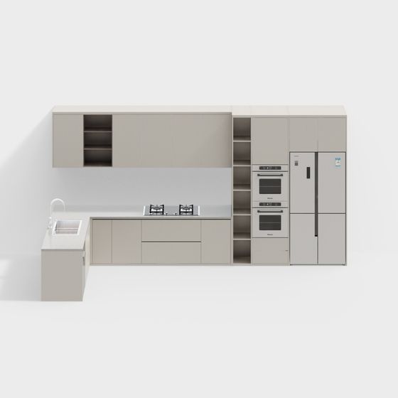 Modern Minimalist 3D Kitchen Design Model
