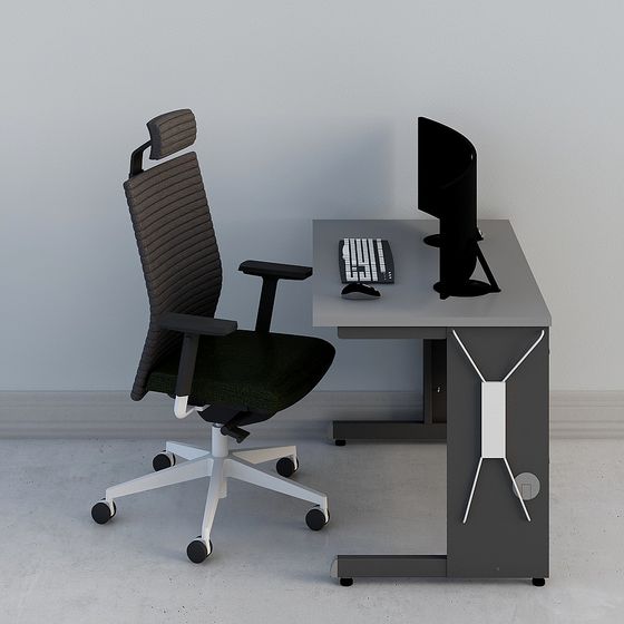 Modern Minimalist Desk and Chair 3D model