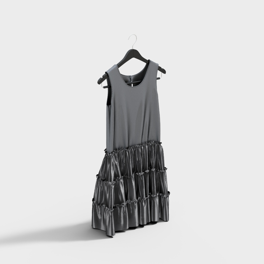 Elegant Ruffled Dress 3D model