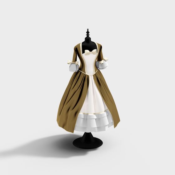 Elegant 18th Century Vintage Dress 3D model for Creative Projects