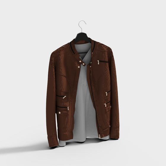 Realistic Brown Leather Jacket 3D model