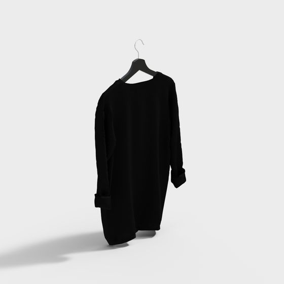 Elegant Black Long Sleeve Dress 3D model
