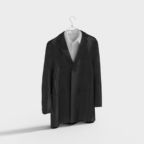 Sleek Black Suit Jacket 3D model
