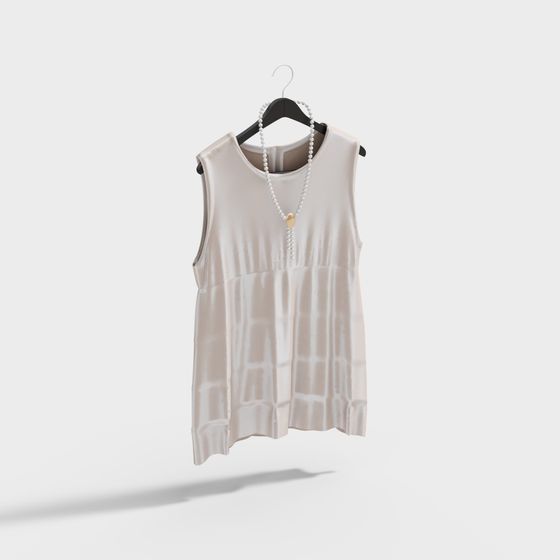 Stylish Sleeveless Dress 3D model - Soft Chiffon Skirt