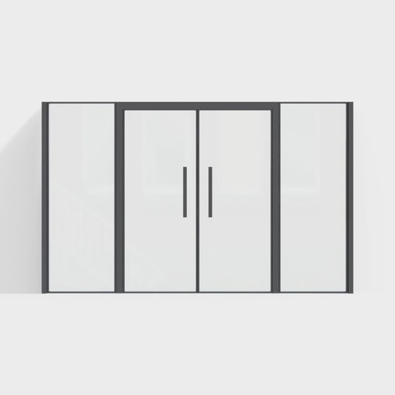 Elegant Glass Sliding Door 3D model for Contemporary Spaces