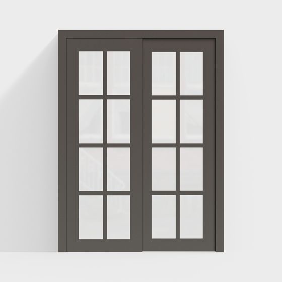 Elegant Low-Polygon Double Door 3D model