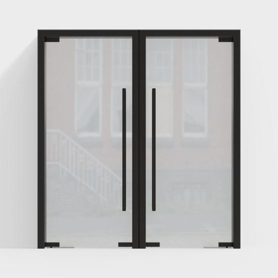 Stylish Glass Double Door 3D model