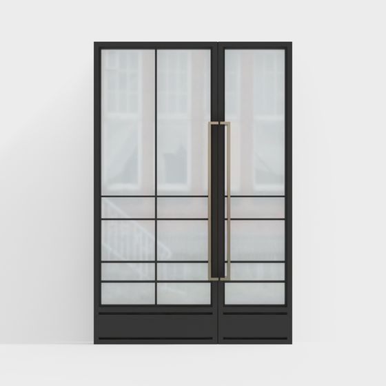 Stylish Black Metal and Glass Door 3D model