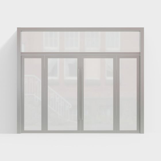 Minimalist Glass Curtain Wall Door 3D model