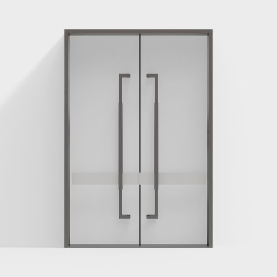 Elegant Low-Poly Glass Double Door 3D model