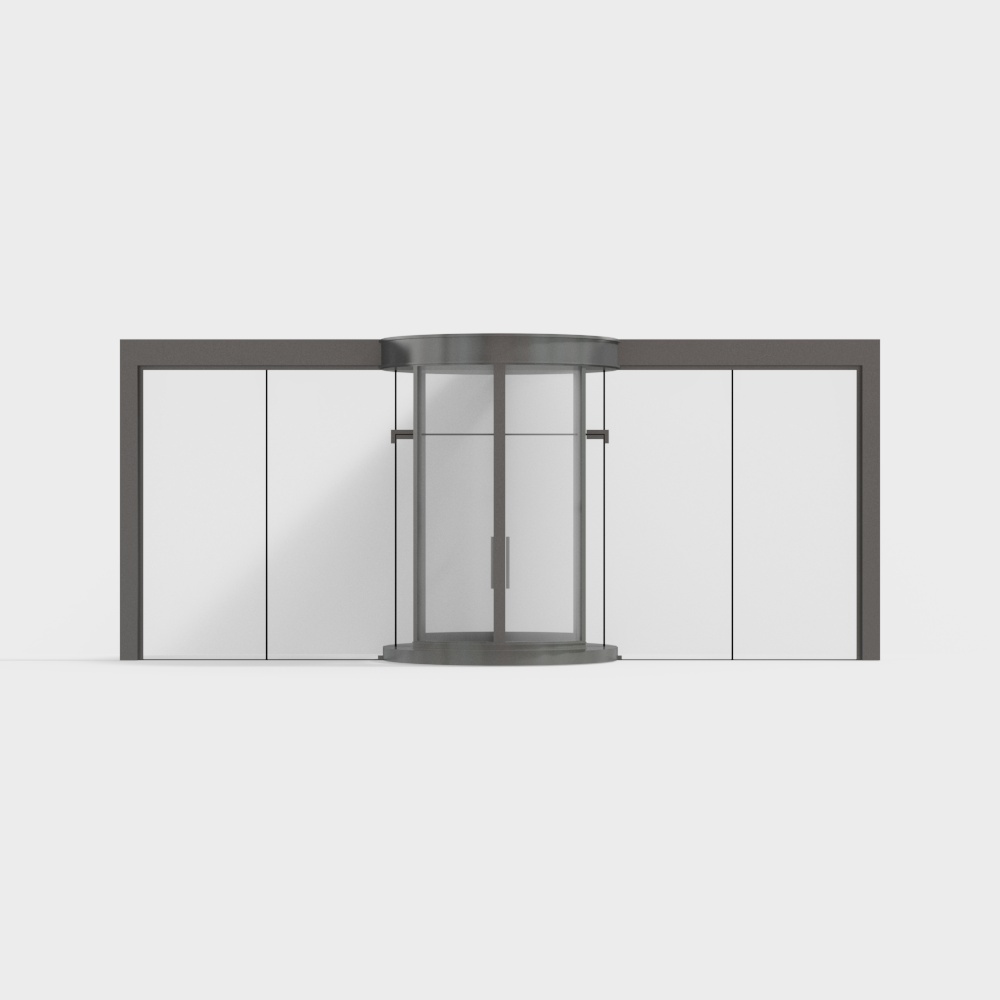 Black office building automatic revolving doors