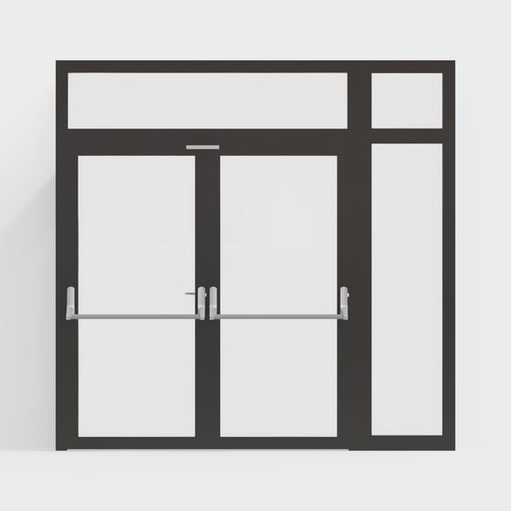 Stylish Low-Polygon Glass Door 3D model for Modern Spaces