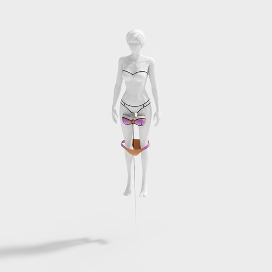 Stylish Low Poly Female 3D Model in Purple Bikini