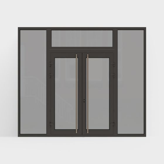 Elegant Low-Poly Metal Frame Door 3D model