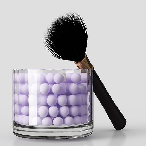 Chic Makeup Brush and Puff Jar 3D model for Creative Spaces