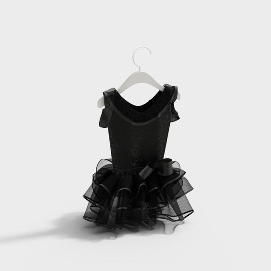 Elegant Black Lace Ballet Skirt 3D model for Creative Projects