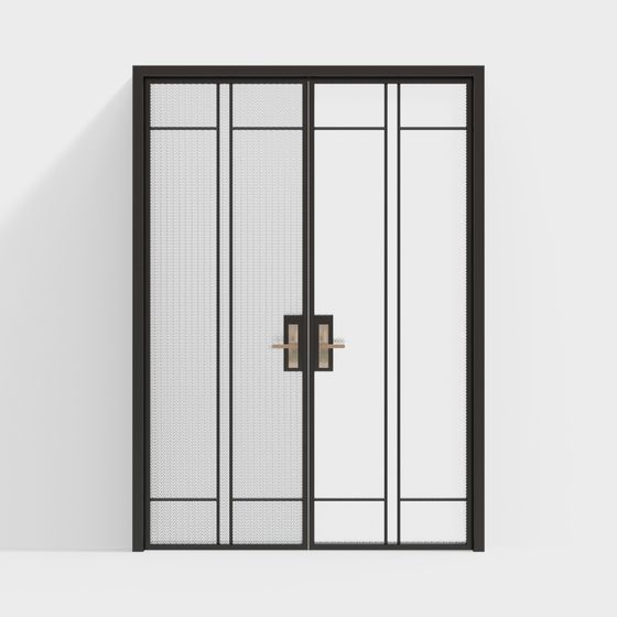 Stylish Industrial Double Door 3D Model for Contemporary Spaces