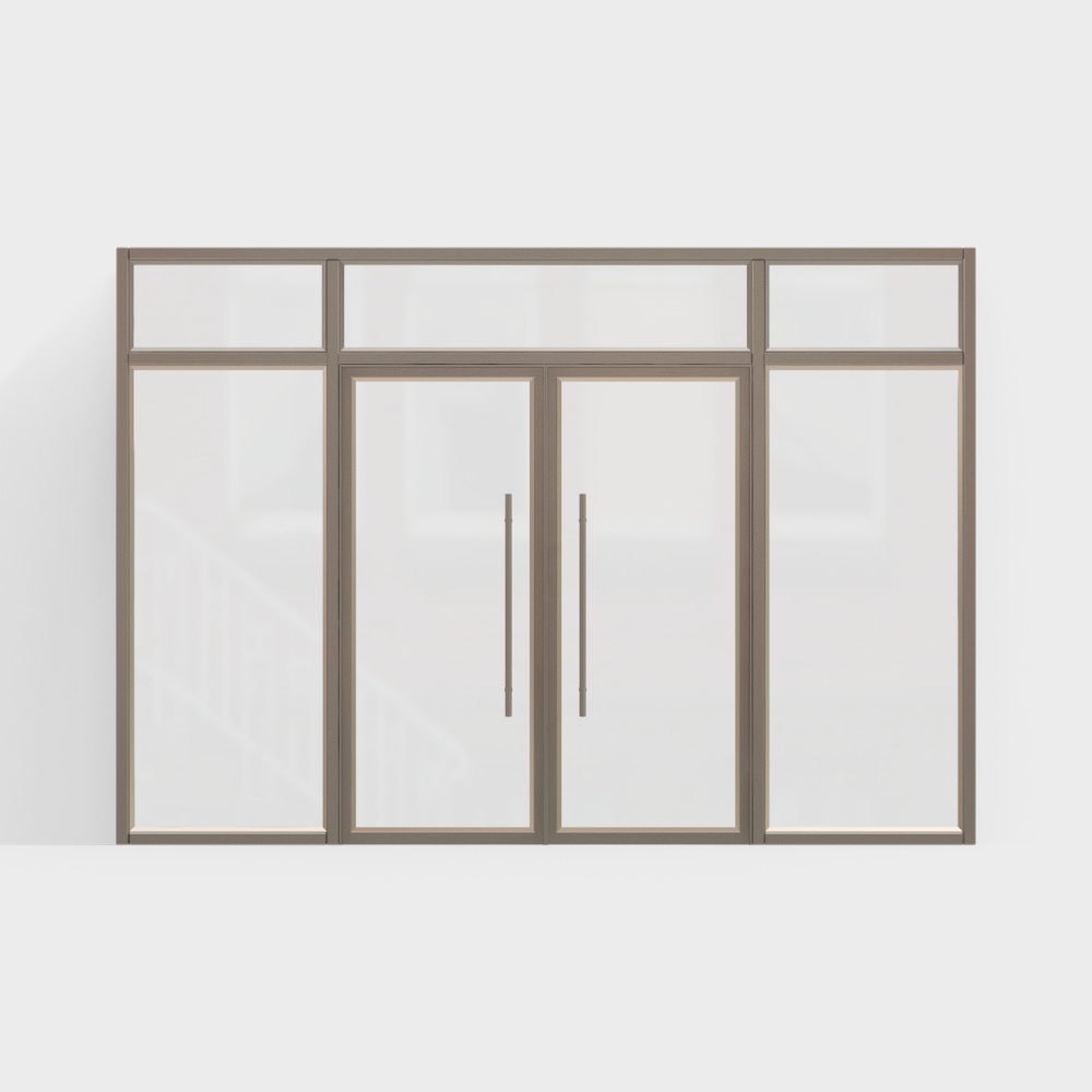 Metal office building with double doors