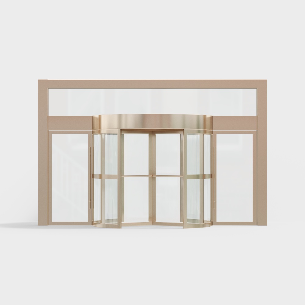 Gold office building automatic revolving door