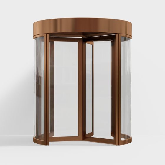 금색 사무실 건물 자동 회전문