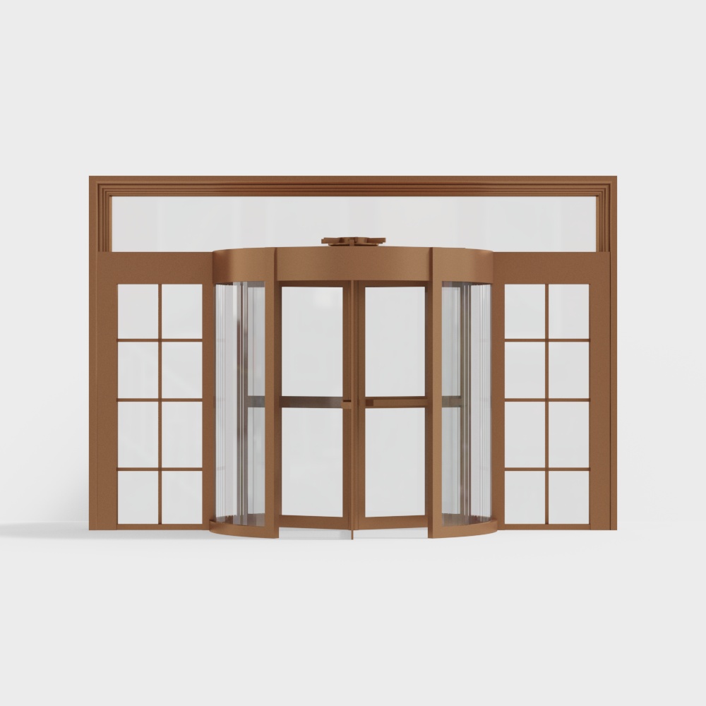 Gold office building automatic revolving doors