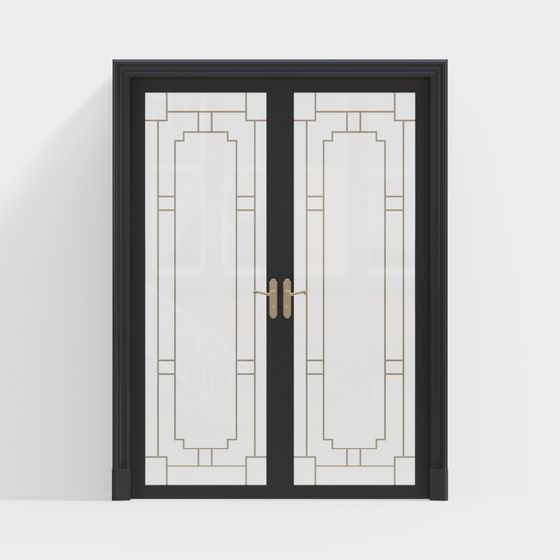 Elegant Double Door 3D model for Modern Interiors