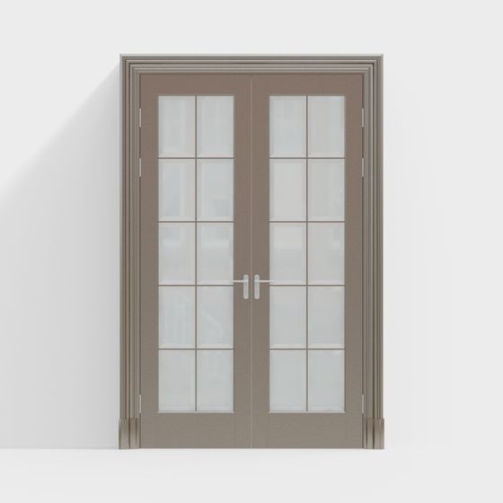 Elegant Low-Polygon Double Door 3D model