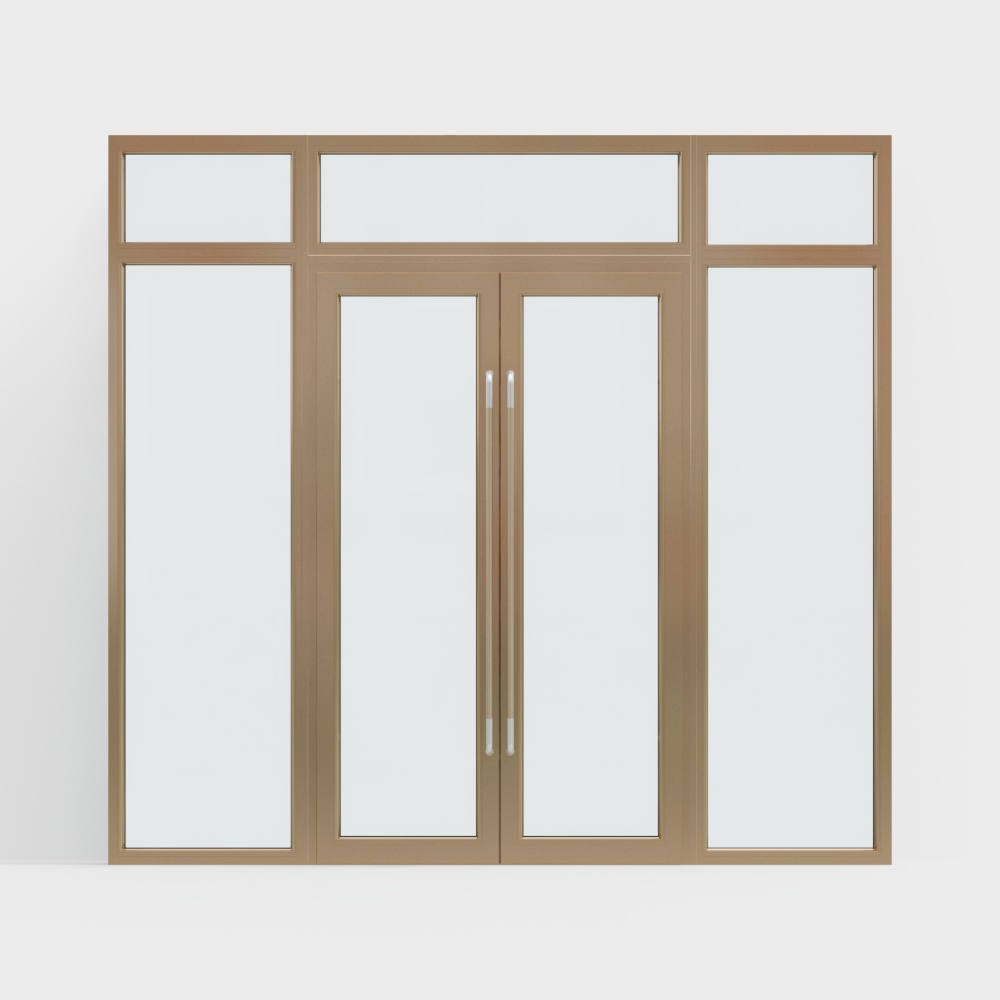 Gold office building with double doors