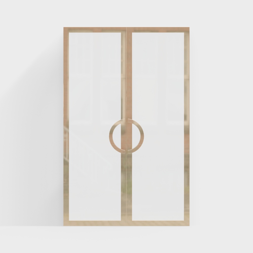 Edificio de oficinas dorado con puertas dobles