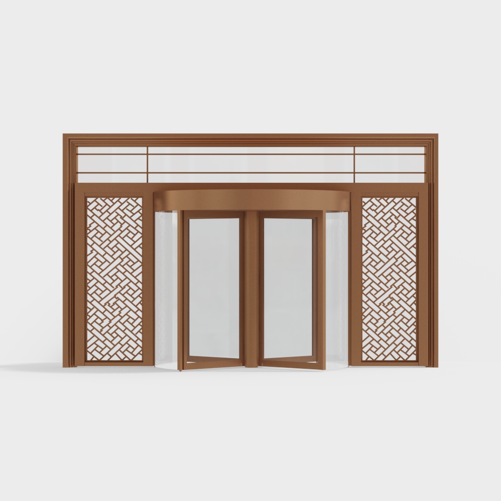 Gold office building automatic revolving door