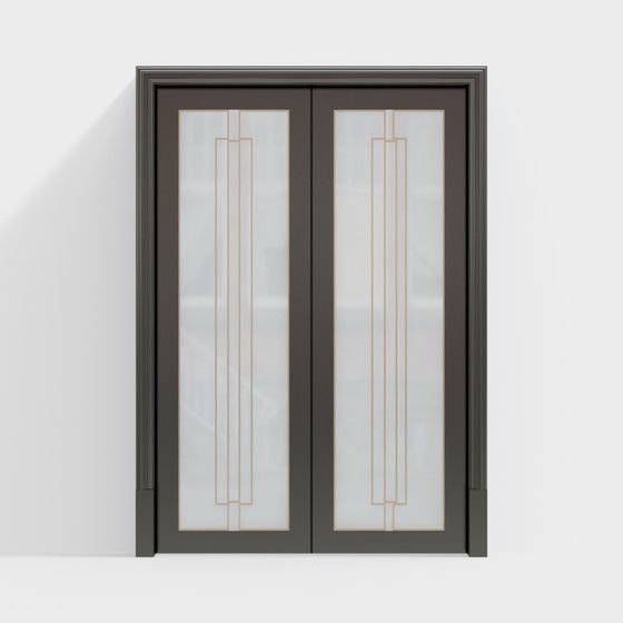 Elegant Geometric Double Door 3D model for Modern Spaces