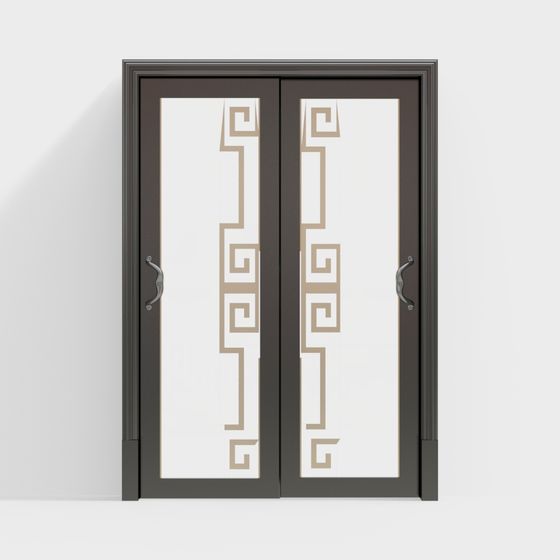 Stylish Glass Door 3D model Inspired by Classical Design