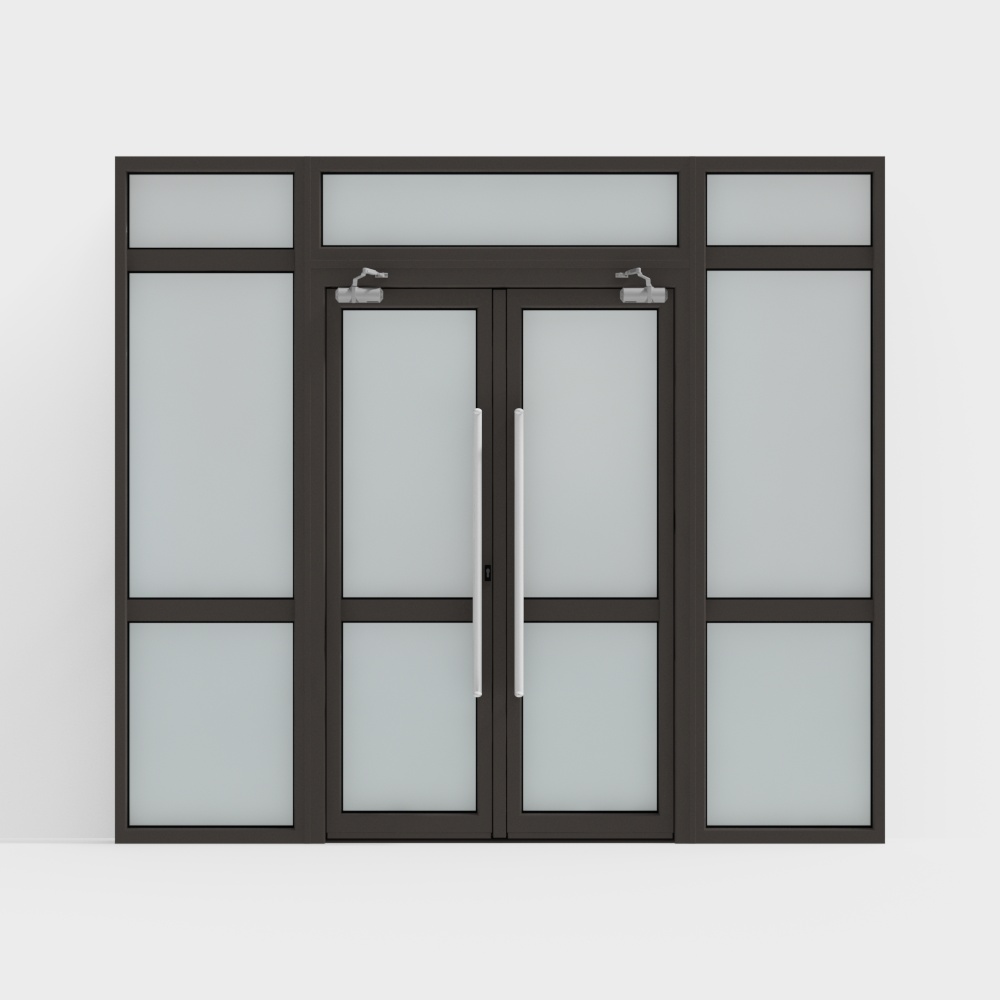 Tòa nhà văn phòng đen với cửa đôi