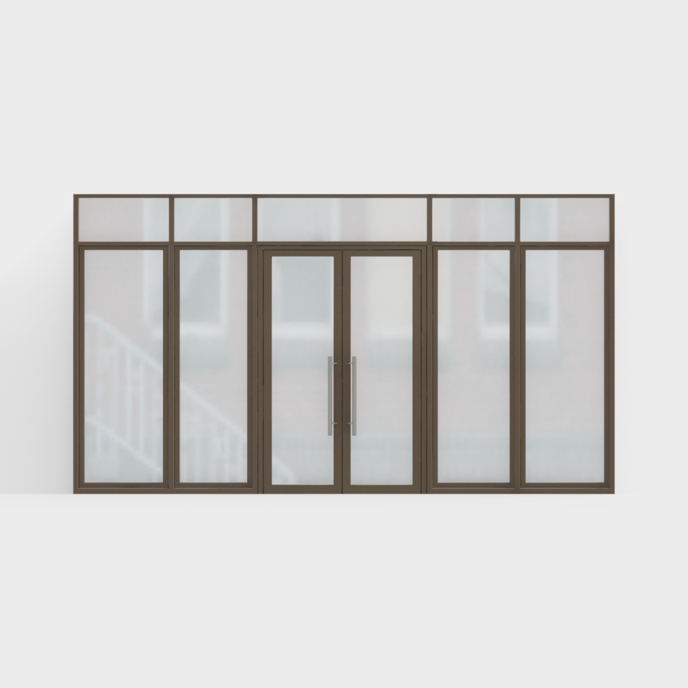 Black office building with double doors