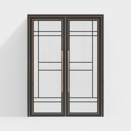 Stylish Low-Polygon Double Door 3D model for Modern Spaces