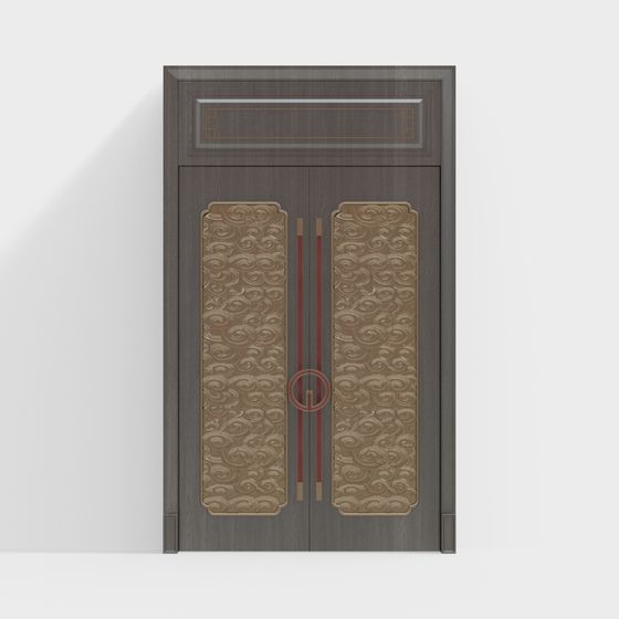 Elegant Oriental Cloud Pattern Door 3D model