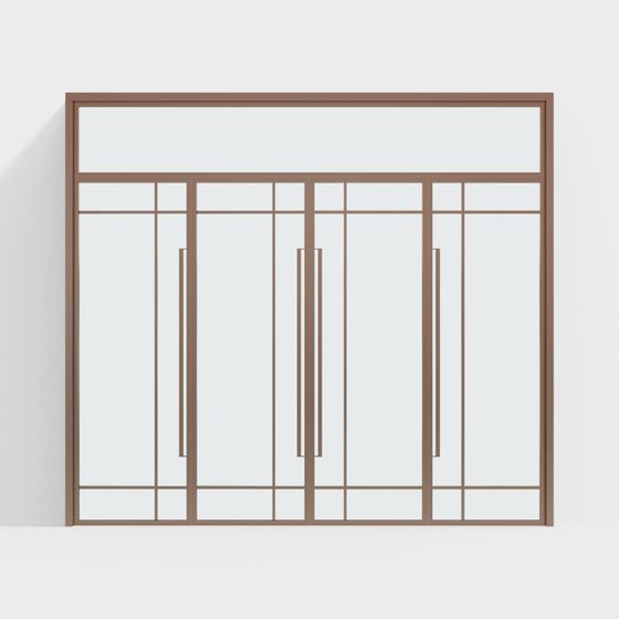 Elegant Low-Polygon Glass Door 3D model