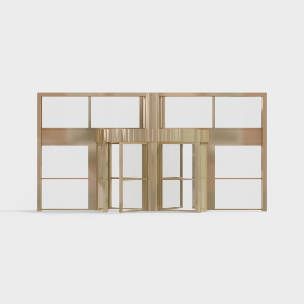 Gold office building automatic revolving door
