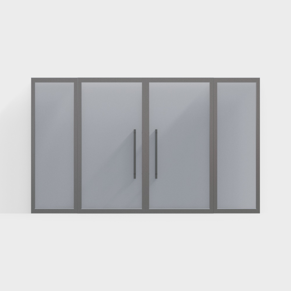 Office building glass double doors