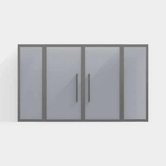 Modern 4-Panel Glass Sliding Door 3D model