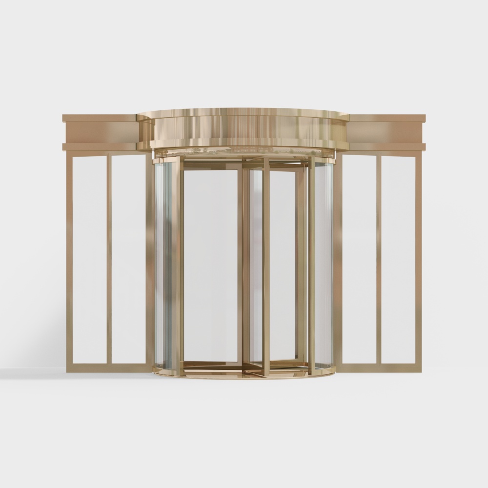 Golden office building automatic revolving door