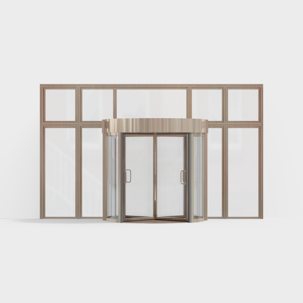 Gold office building automatic revolving door