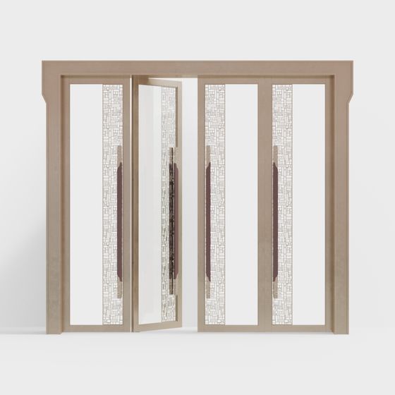 Elegant Glass Sliding Door 3D model for Contemporary Interiors