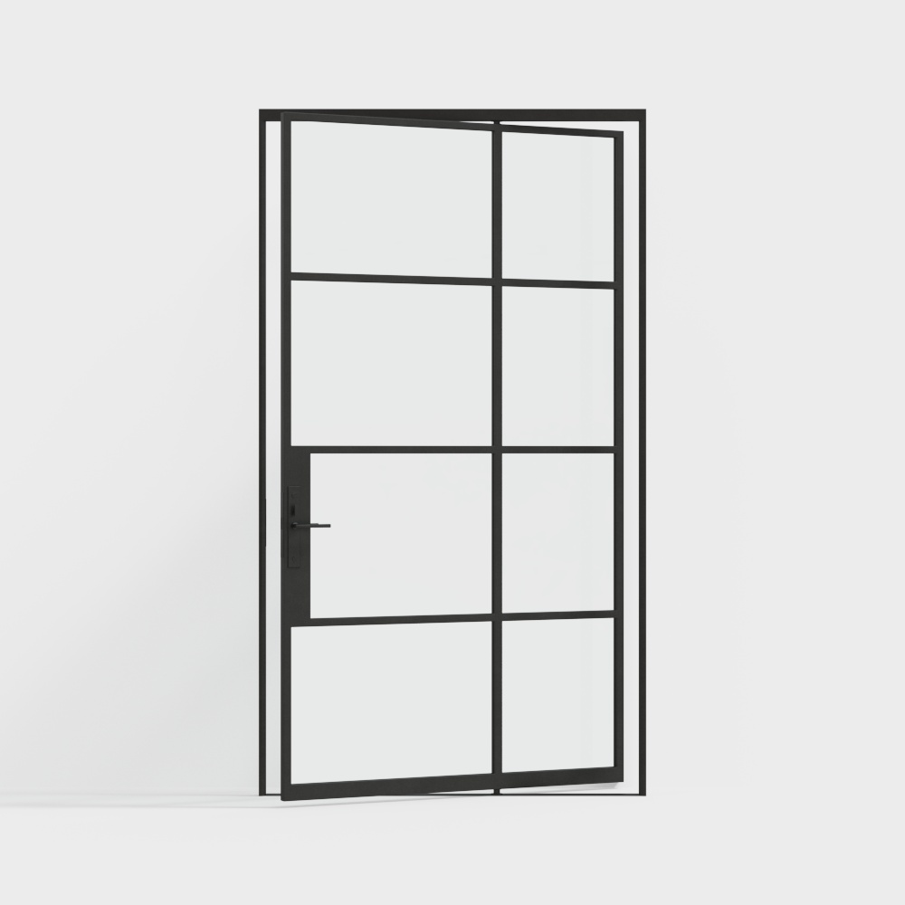 Black office building revolving door