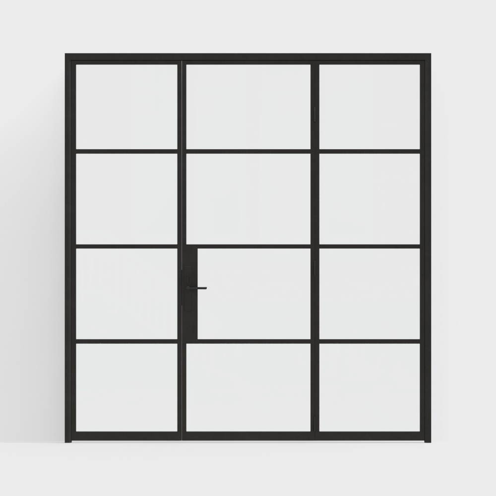 Black office building with single doors