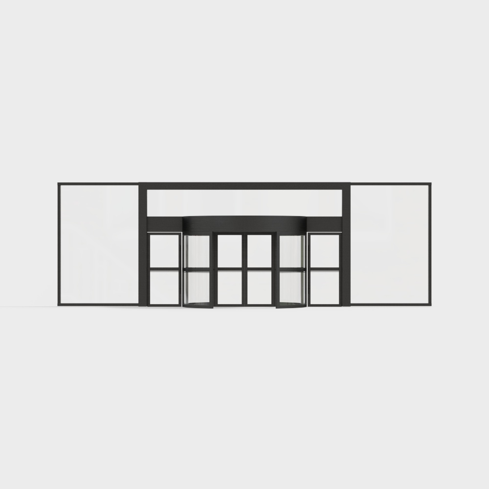 Black office building automatic revolving door
