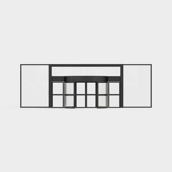 Sleek Glass Curtain Wall Entrance 3D model