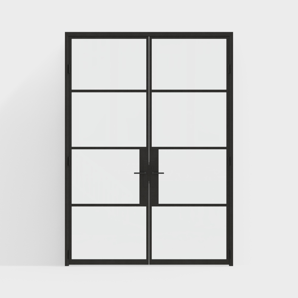 Black office building with double doors