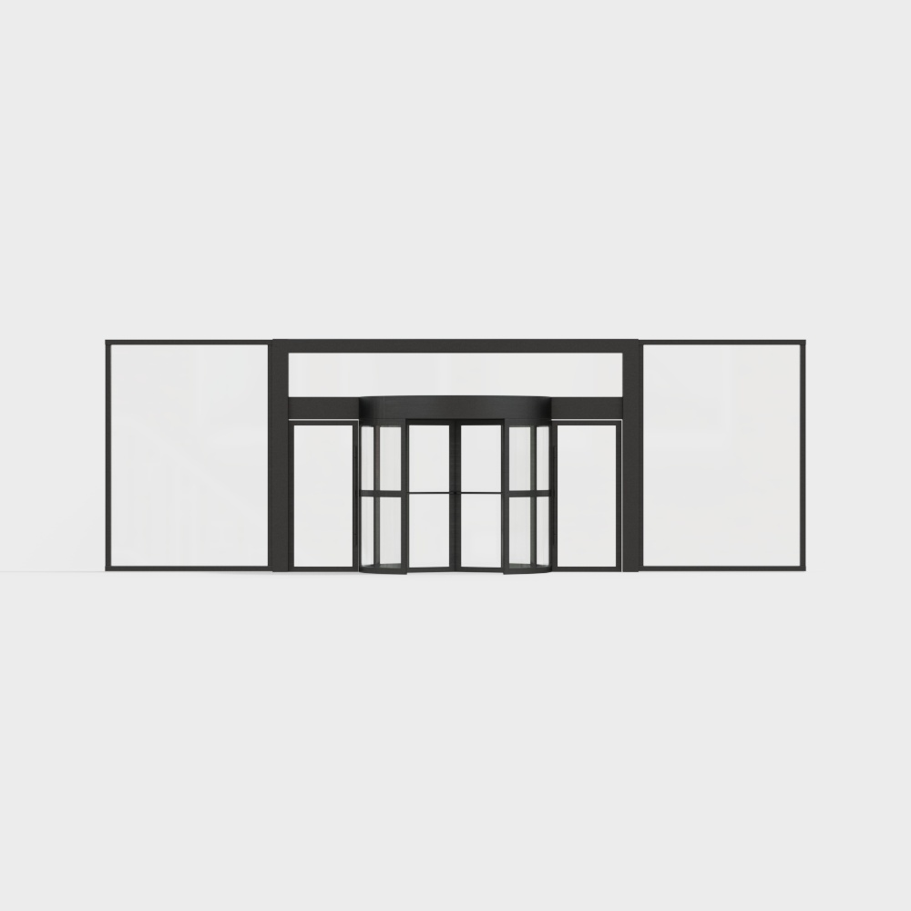 Black office building automatic revolving door